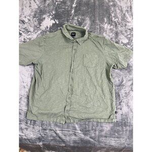 Gap Mens XXL Sage Green Short Sleeve Button-Up Shirt Cotton Classic Fit